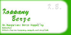 koppany berze business card